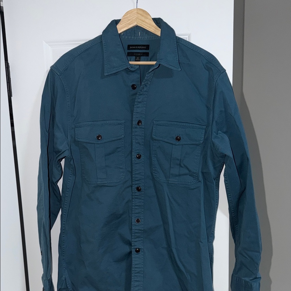 Banana Republic Teal Long-Sleeve Button Shirt